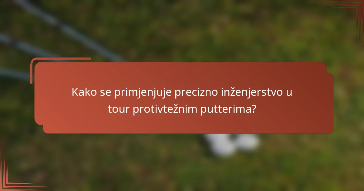 Kako se primjenjuje precizno inženjerstvo u tour protivtežnim putterima?