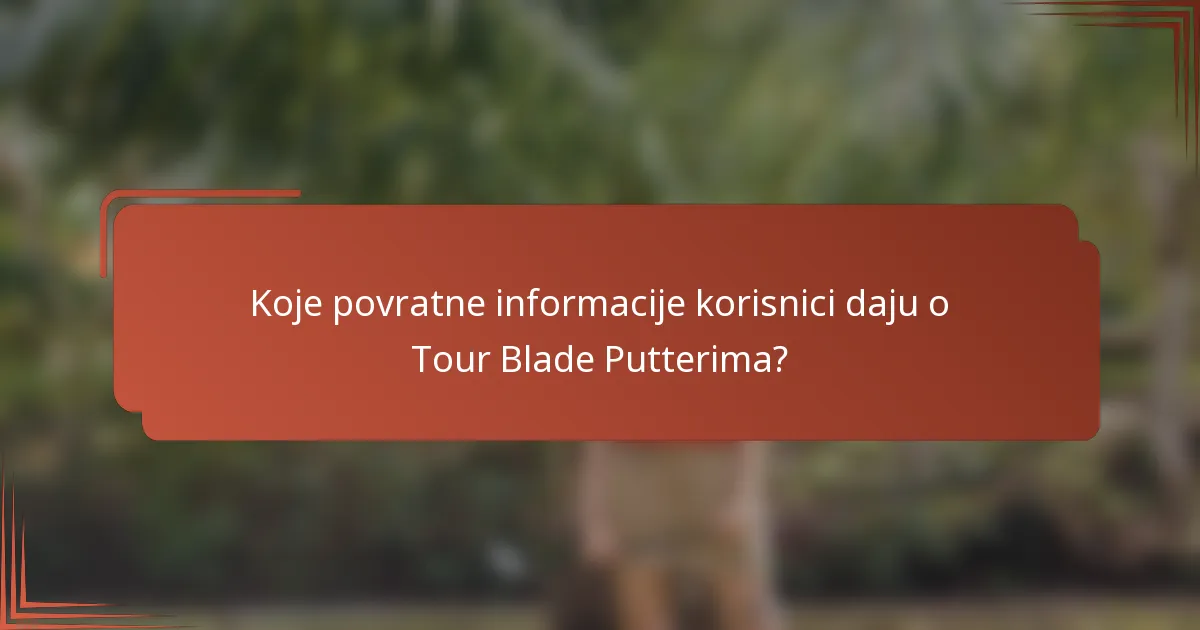 Koje povratne informacije korisnici daju o Tour Blade Putterima?