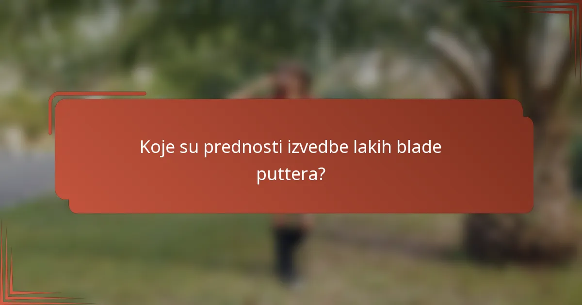 Koje su prednosti izvedbe lakih blade puttera?