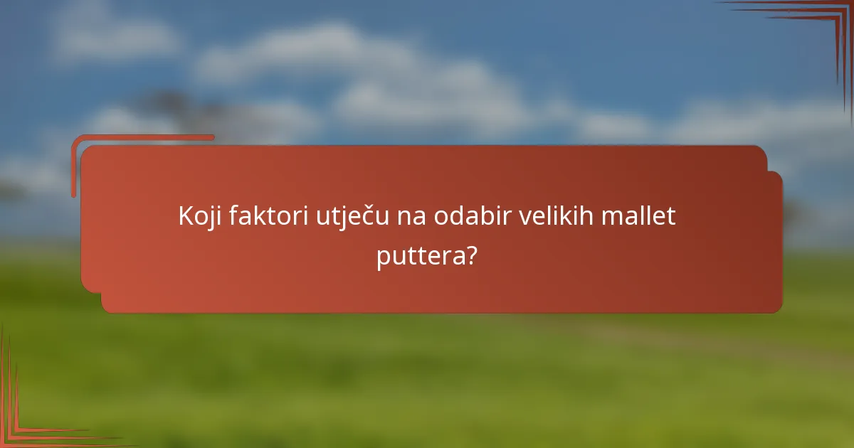 Koji faktori utječu na odabir velikih mallet puttera?